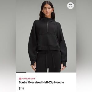 NWOT Lululemon Scuba Oversized Half-Zip Hoodie in Black